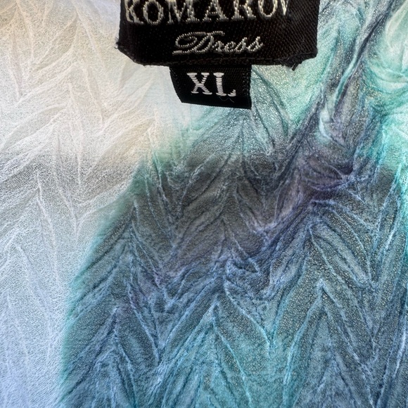 Komarov XL Crinkle Chiffon Floral Maxi Dress USA Lace Romantic Elegant - Picture 4 of 13